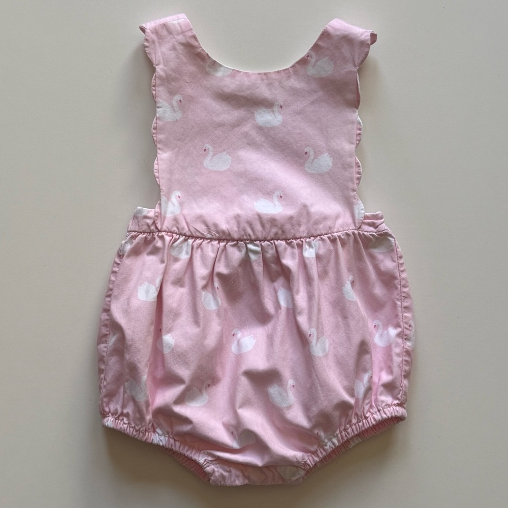 Jacadi Girls Pink Swan Romper - Size 6M
